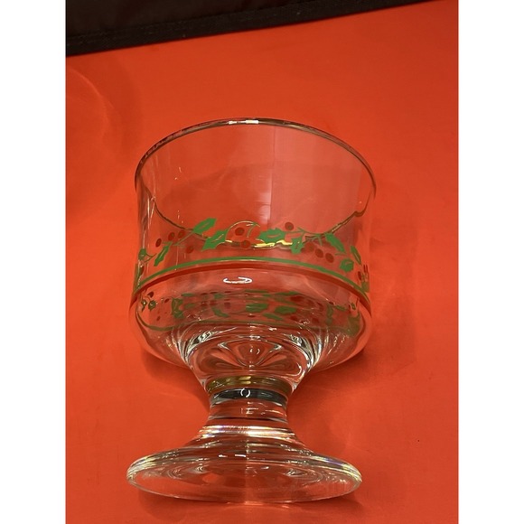 Vintage‎ Libby Christmas Holly/ Berries Footed Sherbet Dessert Glasses Set Of 4 - Picture 3 of 8